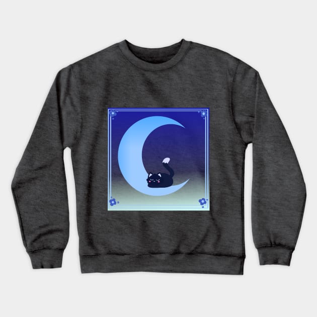 Moon cat Crewneck Sweatshirt by Ashe Cloud